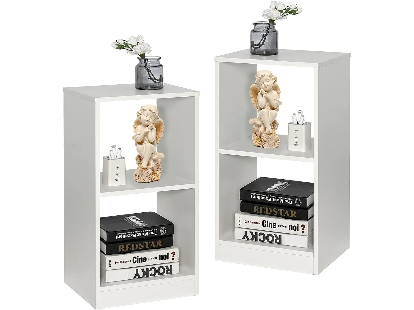 Lot de 2 Bibliothèques à 2 Niveaux, , 38 x 33 x 72,5 cm