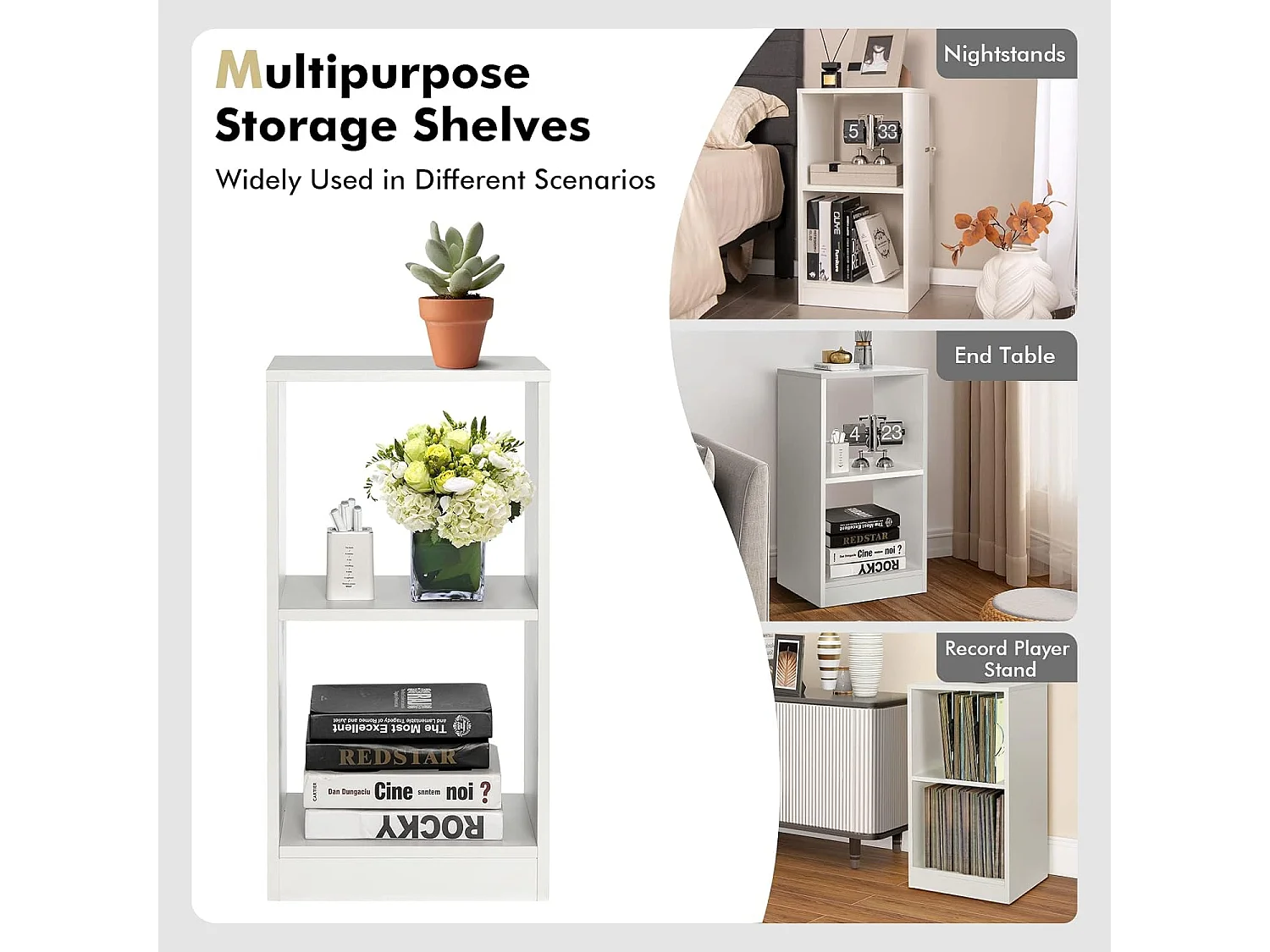 Lot de 2 Bibliothèques à 2 Niveaux, , 38 x 33 x 72,5 cm