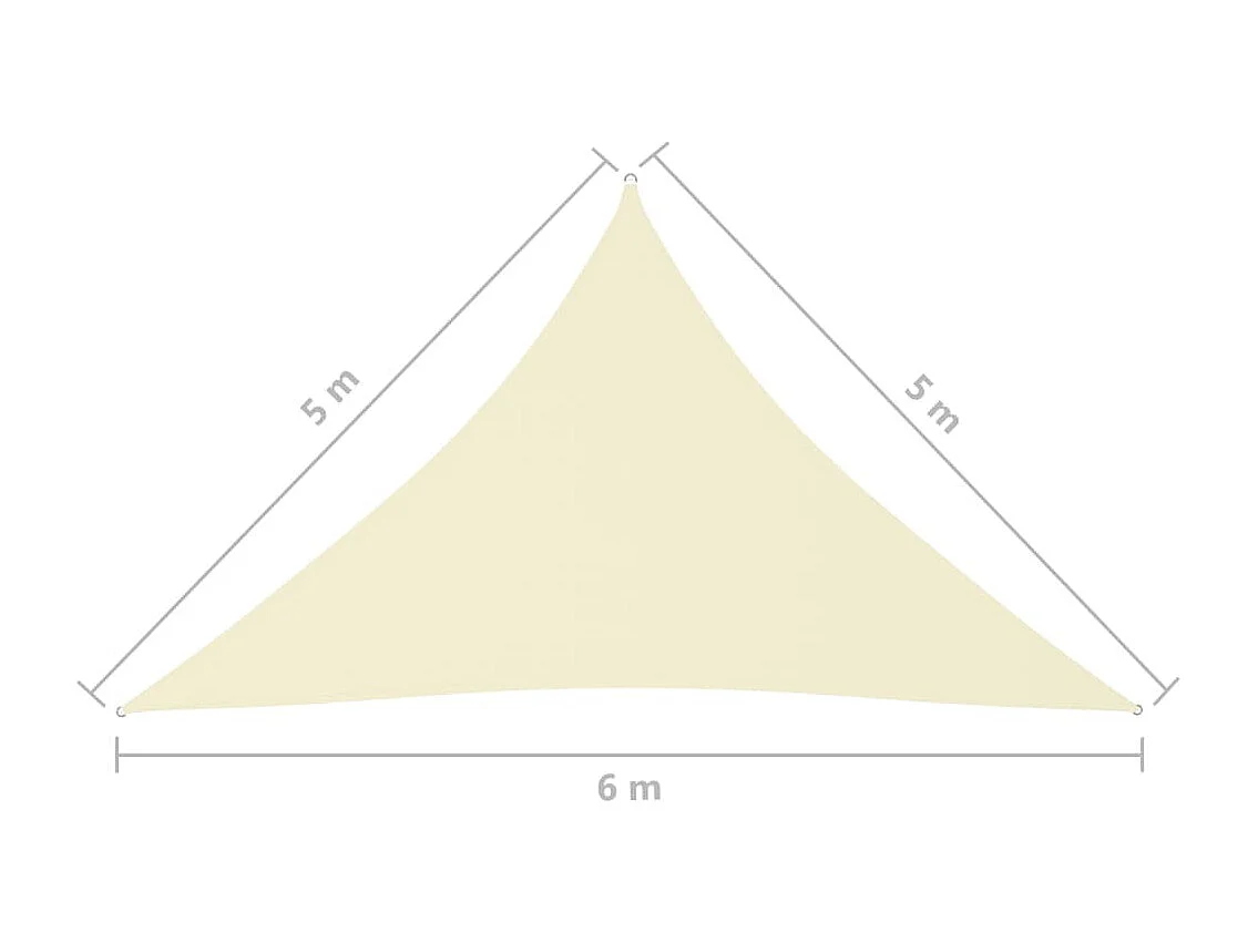 Vela telo parasole parasole triangolare tessuto Oxford 5 x 5 x 6 mt crema 02_0009915