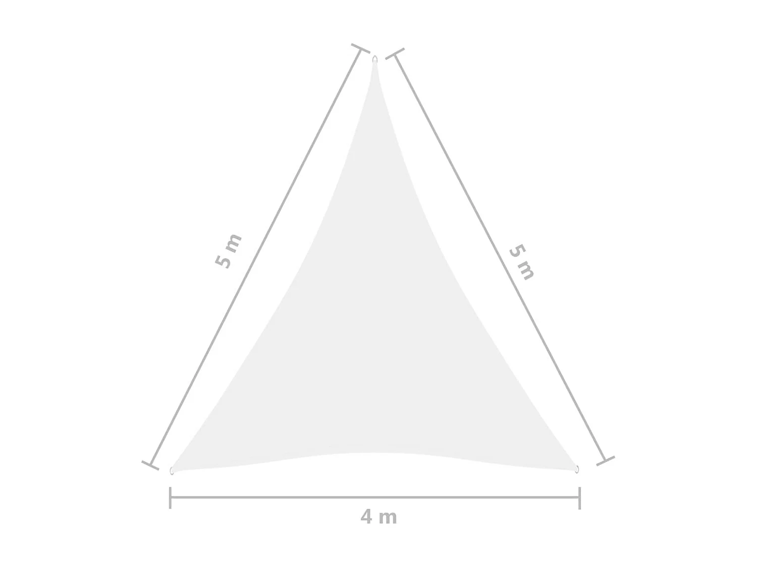 Guarda-sol vela triangular tecido Oxford 4 x 5 x 5 m branco 02_0009888