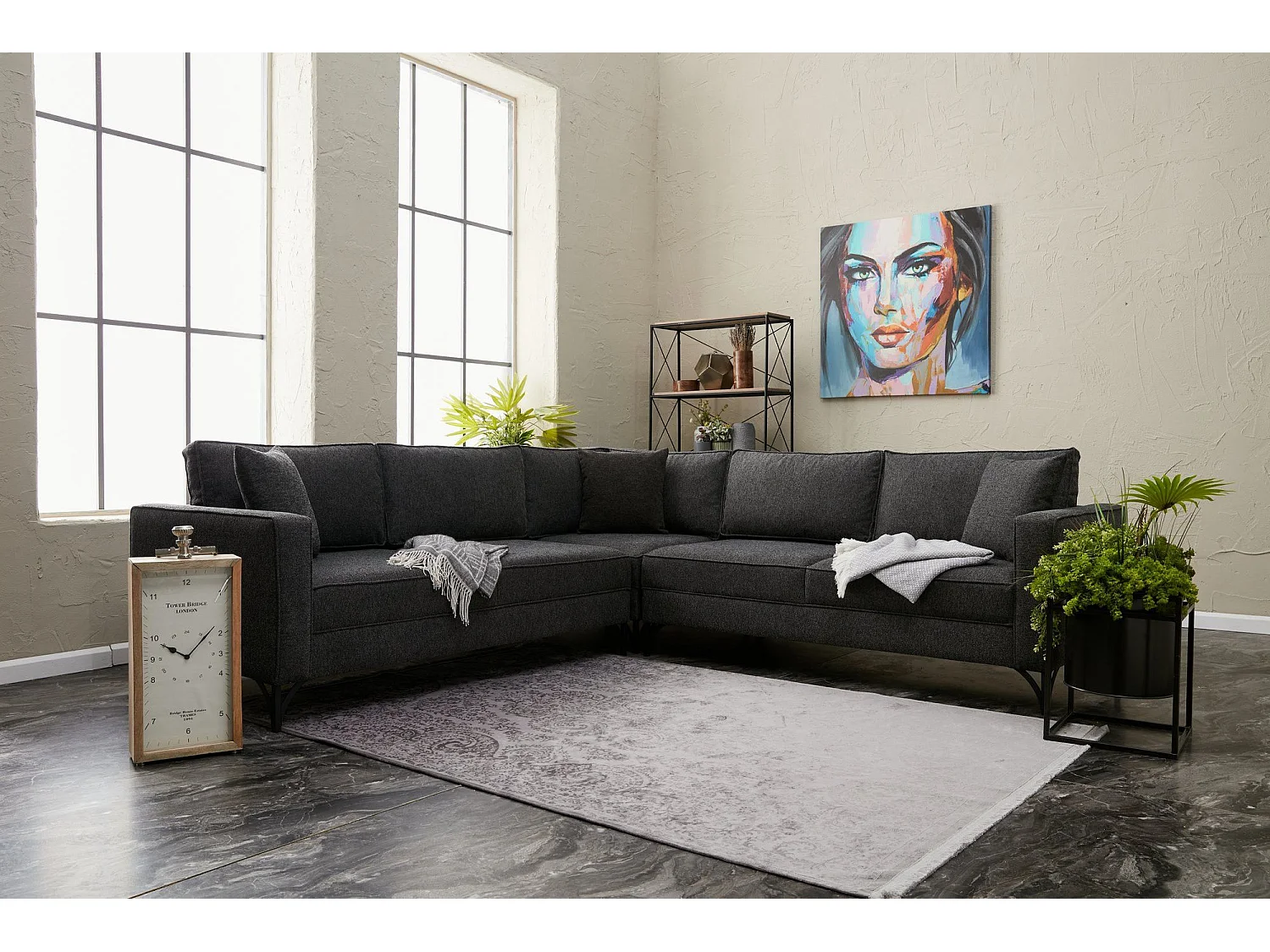 Sofá rinconero Altadena 339, Gris, 258x258x88cm