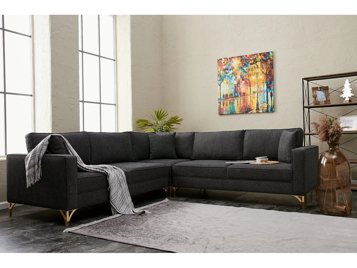 Sofá rinconero Altadena 339, Gris, 258x258x88cm