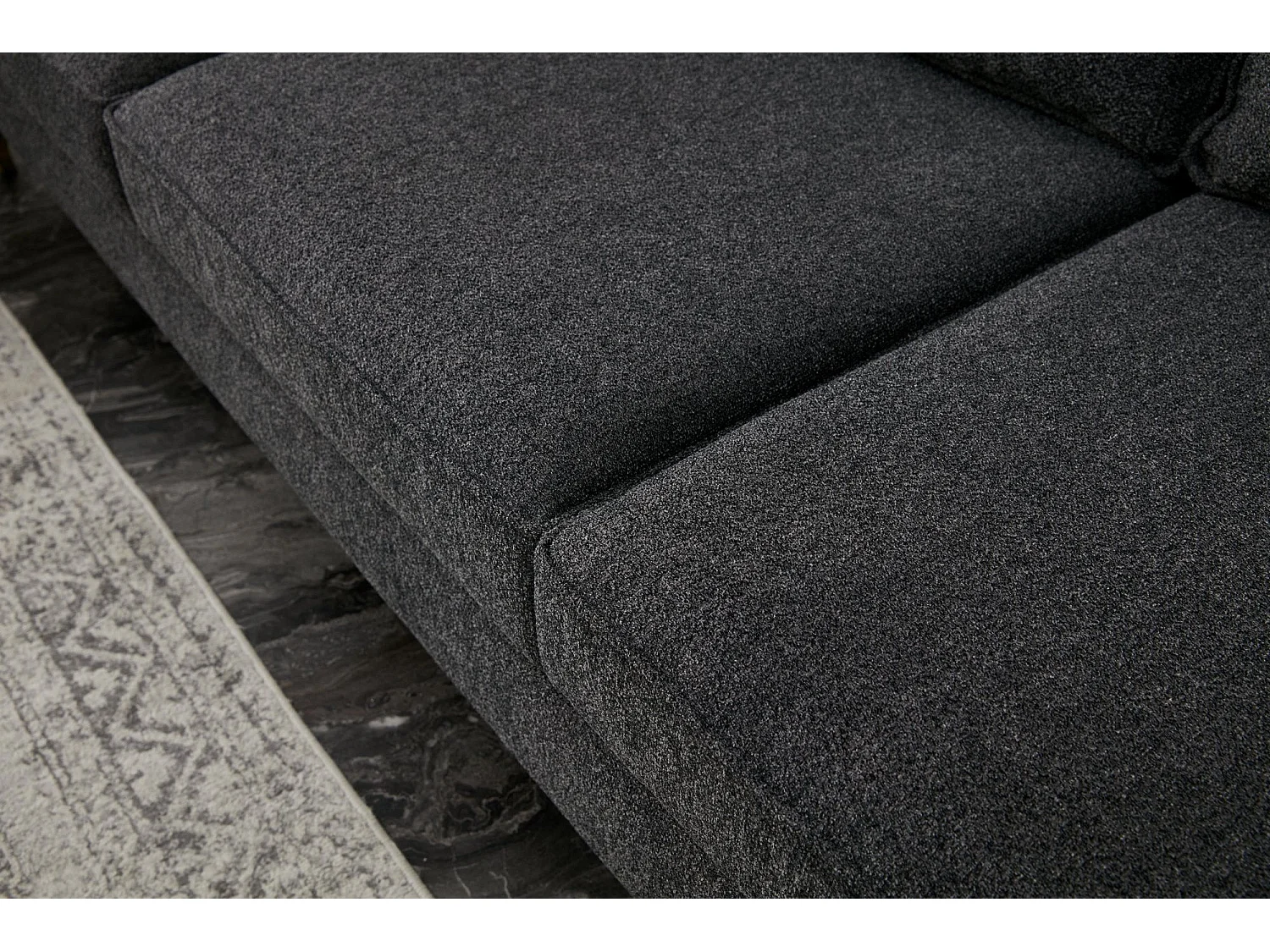 Canapé d'angle reversible Barlino Tissu Anthracite pieds Or