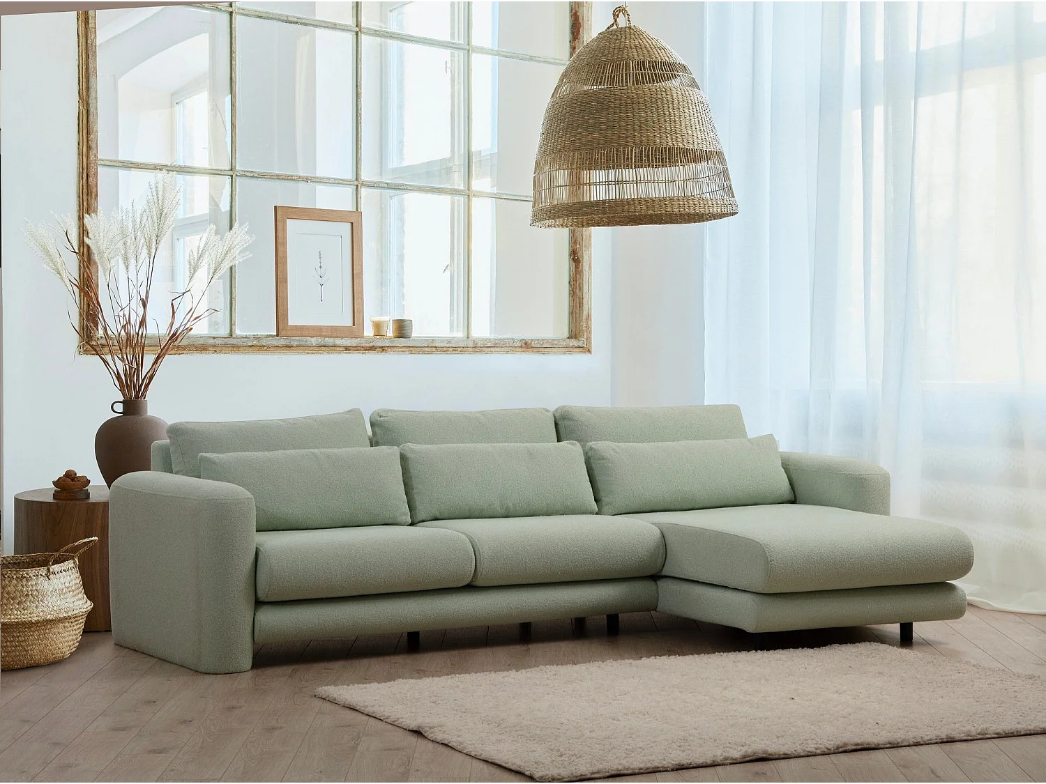 Sofá rinconero Altadena 333, Verde, 290x165x73cm