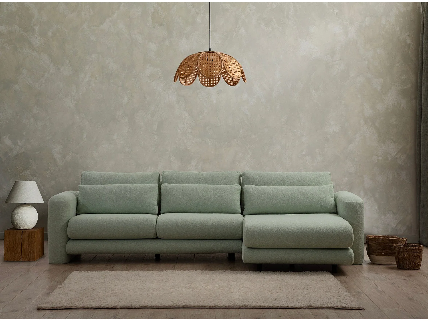 Sofá rinconero Altadena 333, Verde, 290x165x73cm