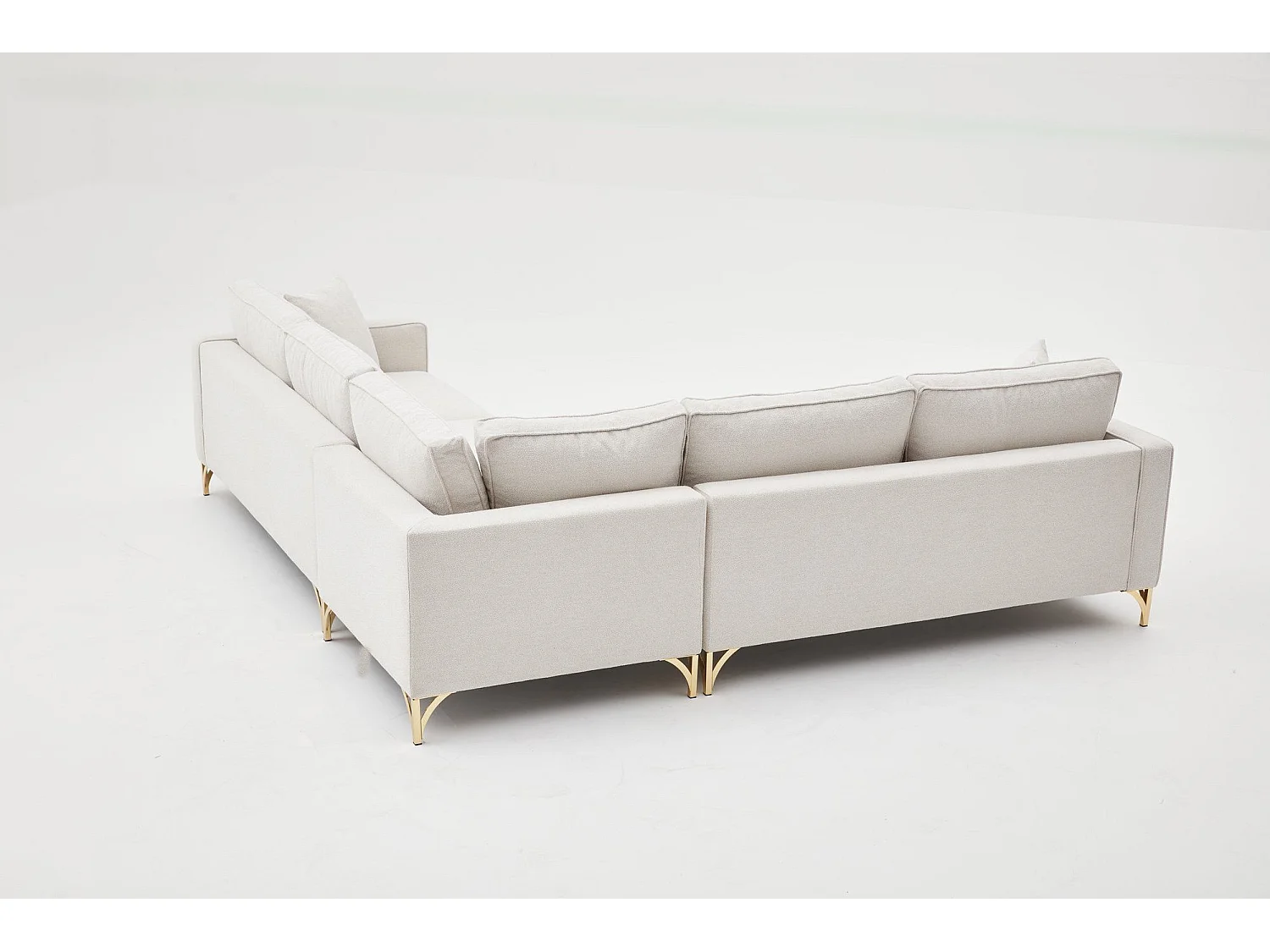 Canapé d'angle reversible Barlino Tissu Blanc crème pieds Or