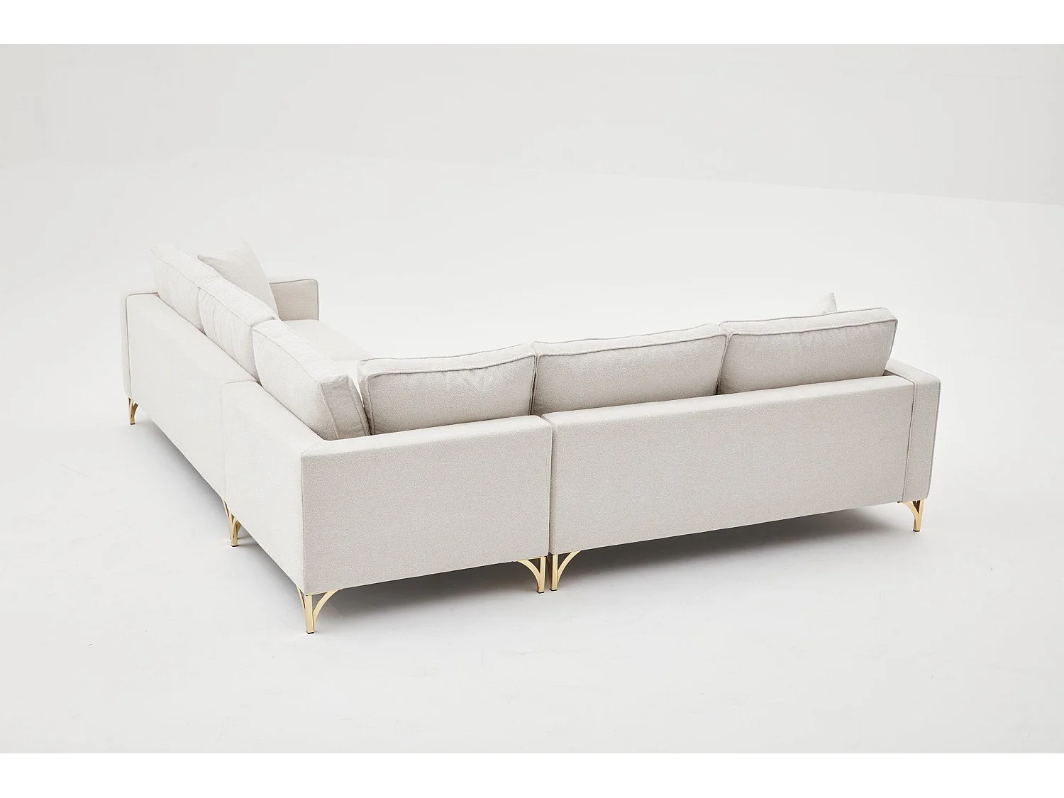 Canapé d'angle reversible Barlino Tissu Blanc crème pieds Or