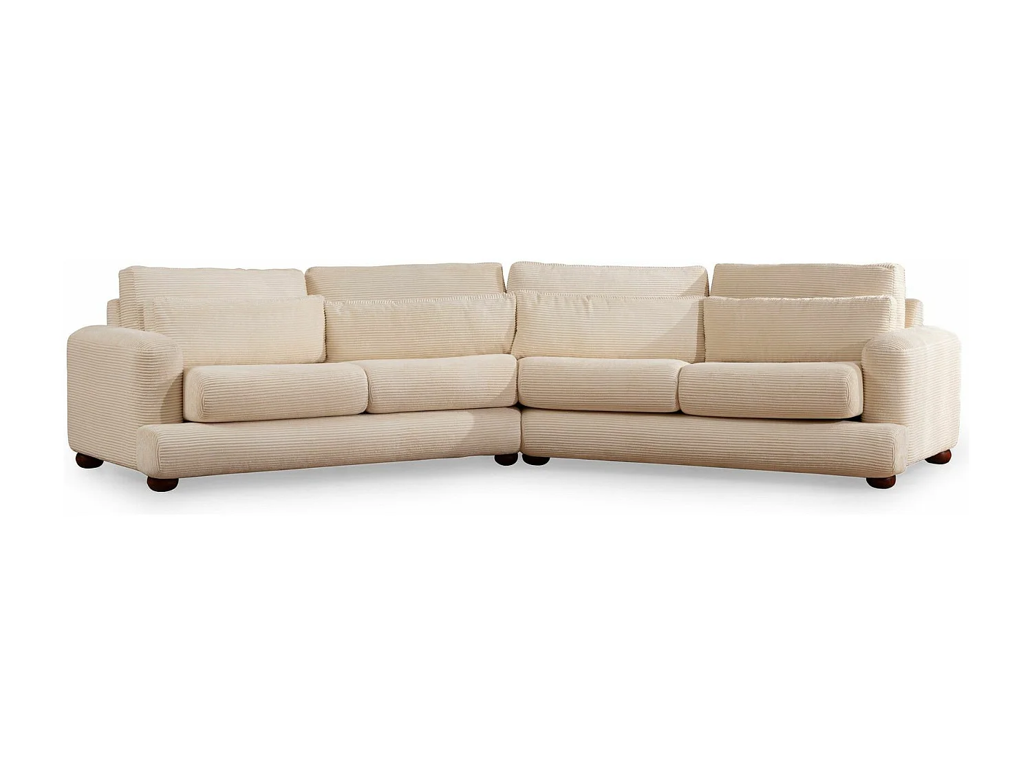 Canapé design arrondie à droite Anvel Velours côtelé Beige