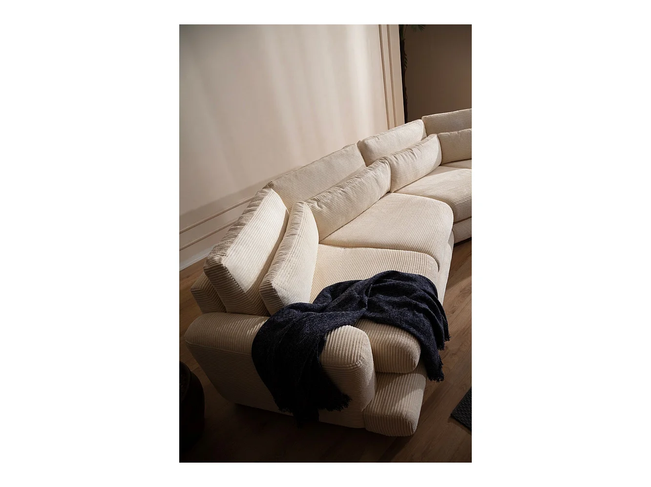 Canapé design arrondie à droite Anvel Velours côtelé Beige