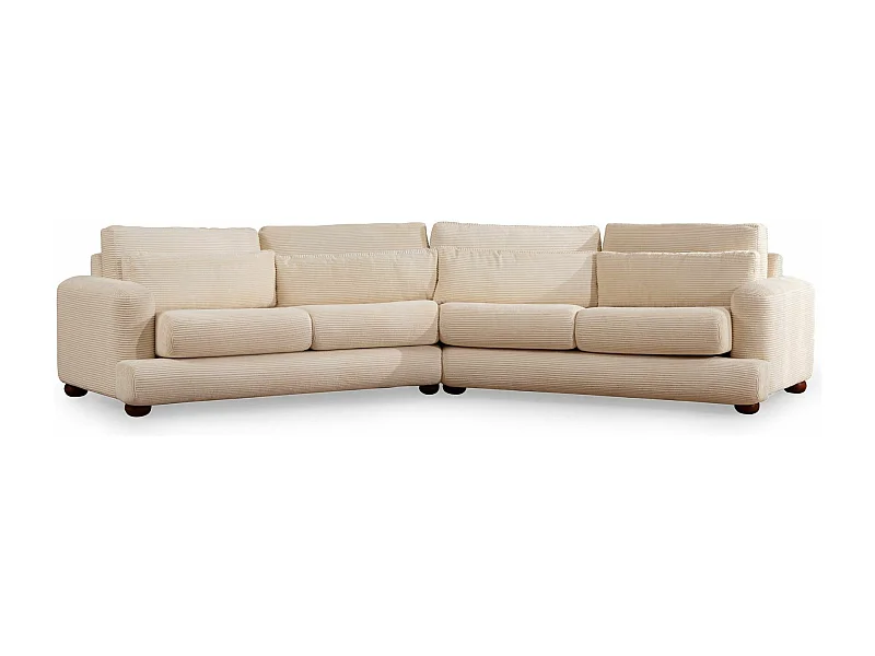 Canapé design arrondie à droite Anvel Velours côtelé Beige