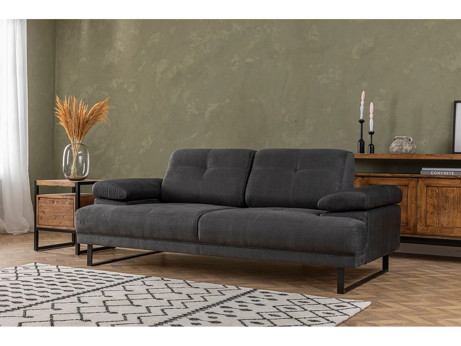 Canapé 2 places Celis Tissu Anthracite