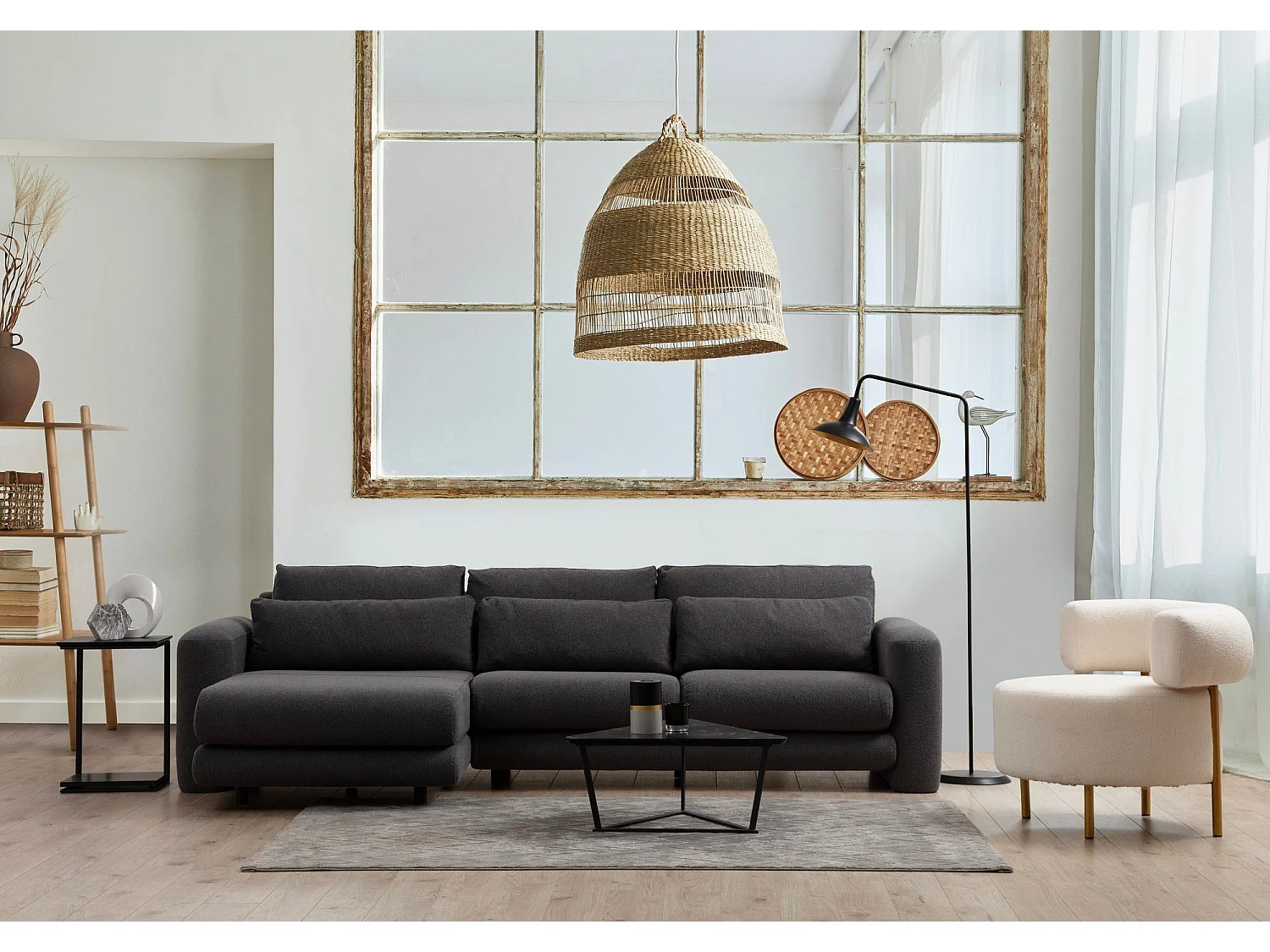 Sofá rinconero Altadena 333, Gris, 290x165x73cm