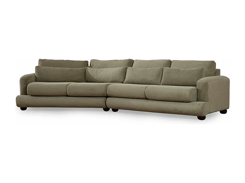 Sofá modular Altadena 432, Verde, 330x105x90cm, Tapiz, Patas: Madera
