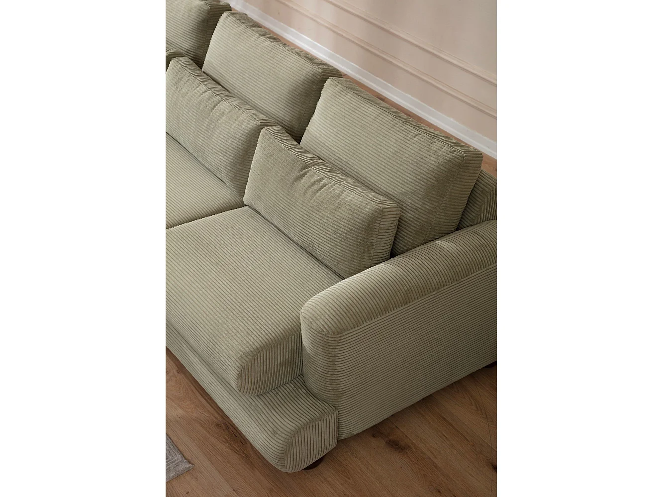 Viktor ronde designbank van corduroy-Kleur Groen kaki-linkerhoek