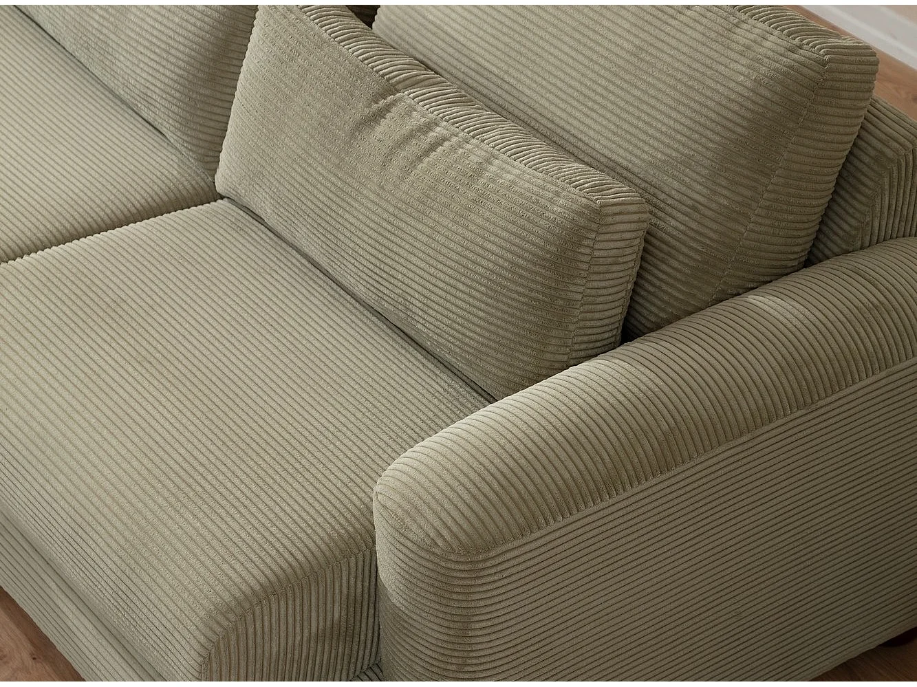 Viktor ronde designbank van corduroy-Kleur Groen kaki-linkerhoek