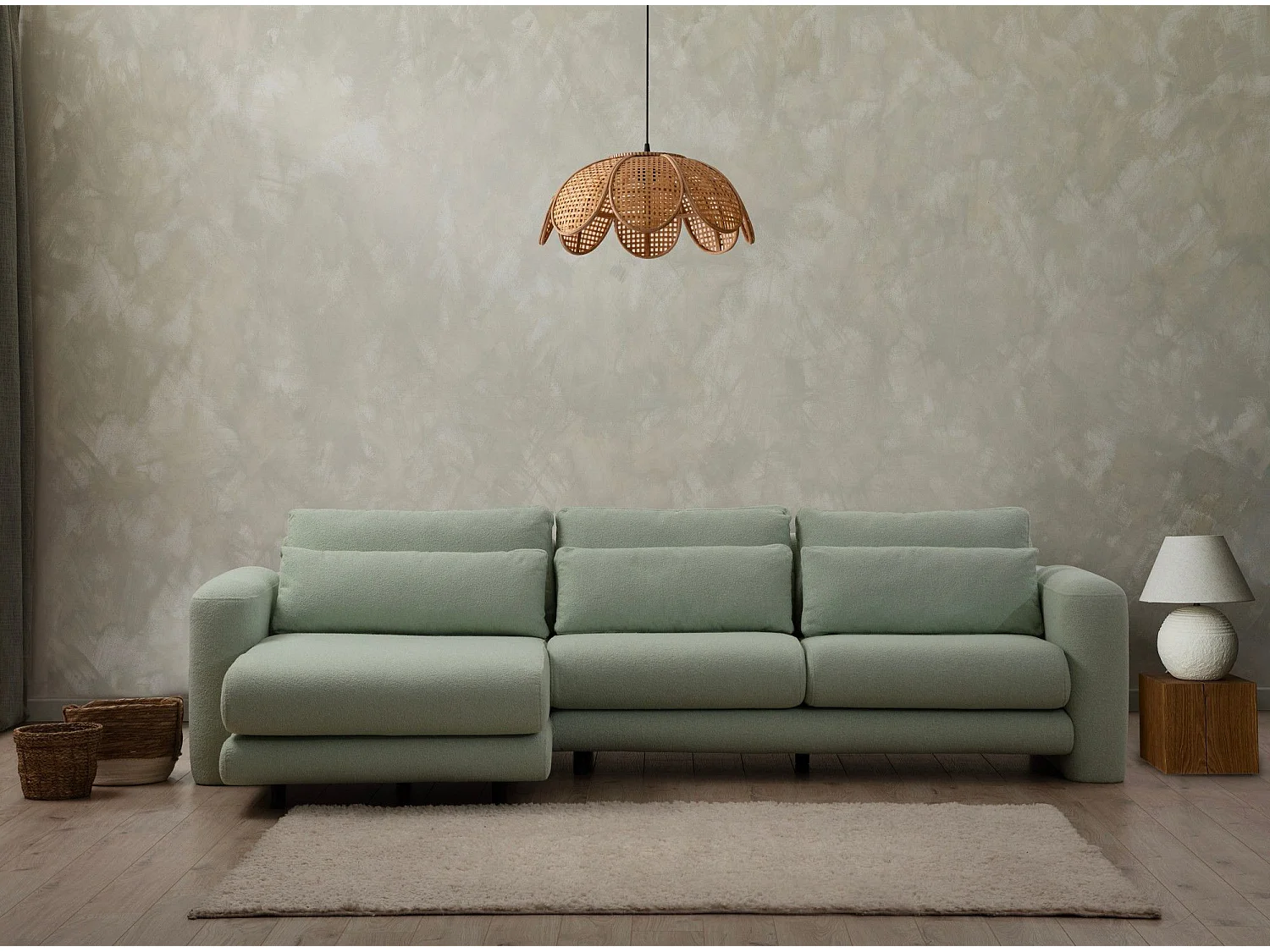 Sofá rinconero Altadena 333, Verde, 290x165x73cm