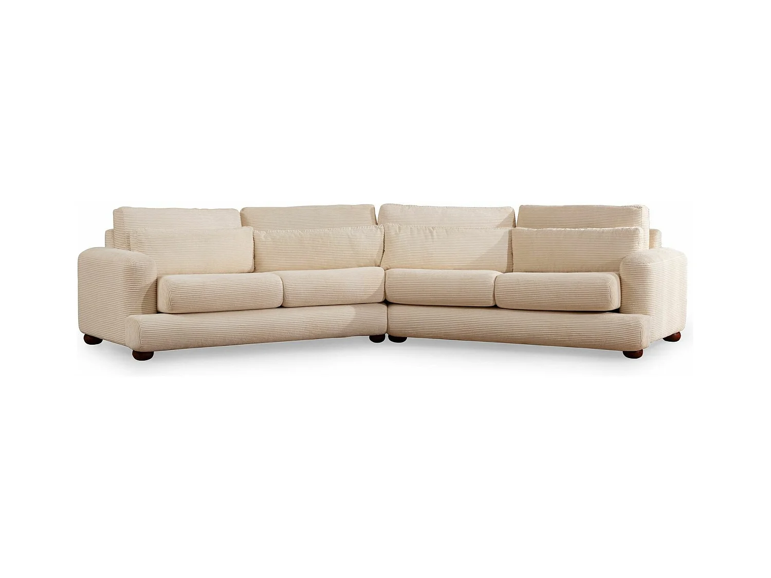 Canapé design arrondie à gauche Anvel Velours côtelé Beige