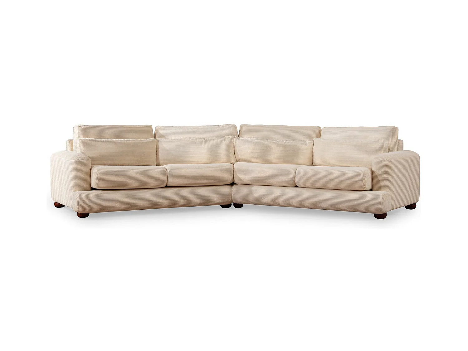 Sofá modular Altadena 432, De color marrón claro, 330x105x90cm, Tapiz, Patas: Madera