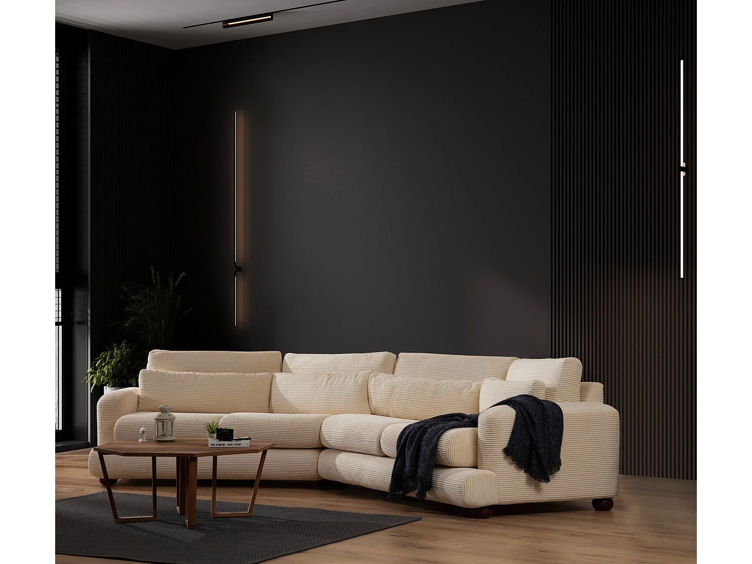 Viktor ronde designbank van corduroy-Kleur Licht beige-linkerhoek