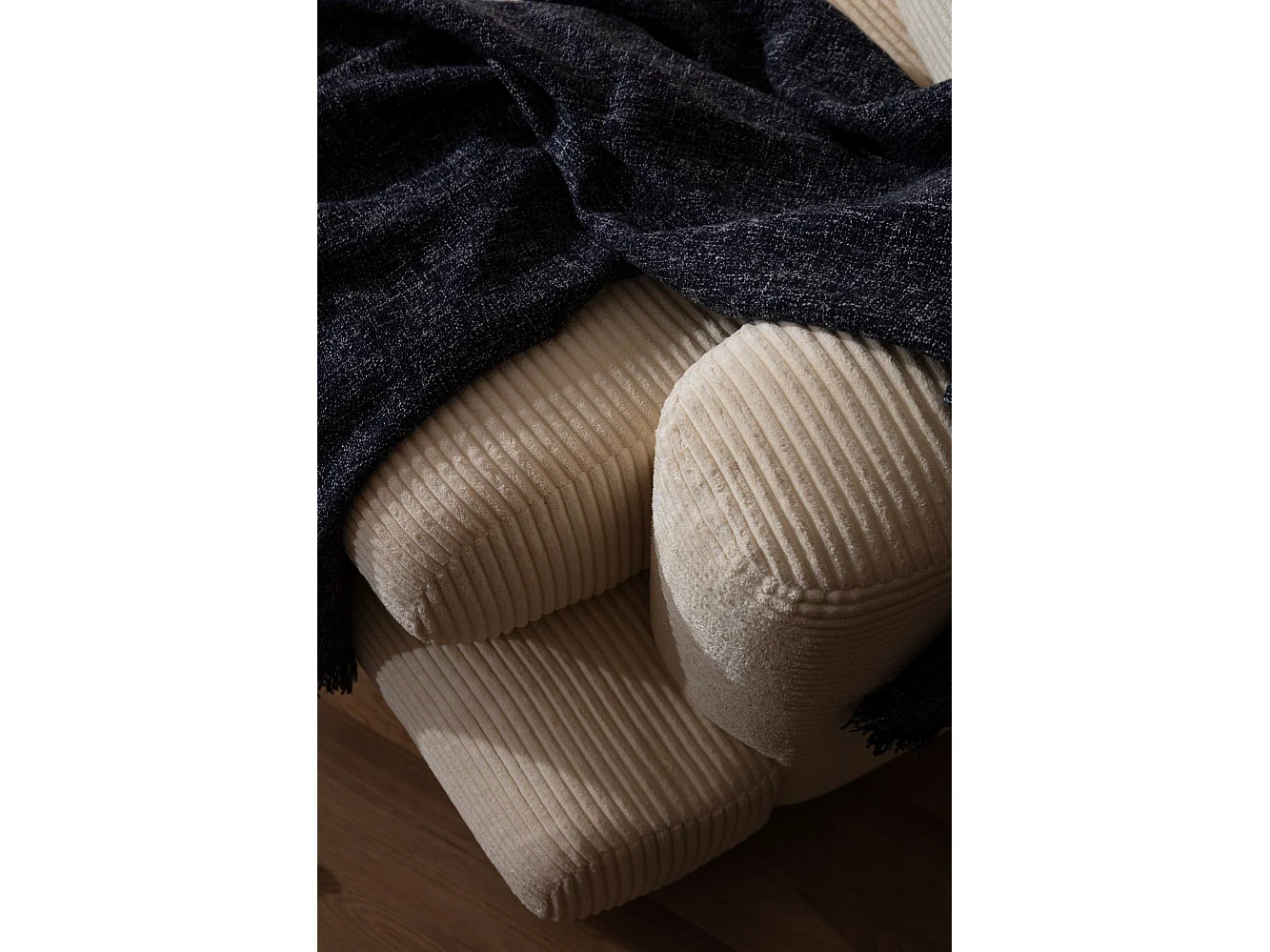 Viktor ronde designbank van corduroy-Kleur Licht beige-linkerhoek