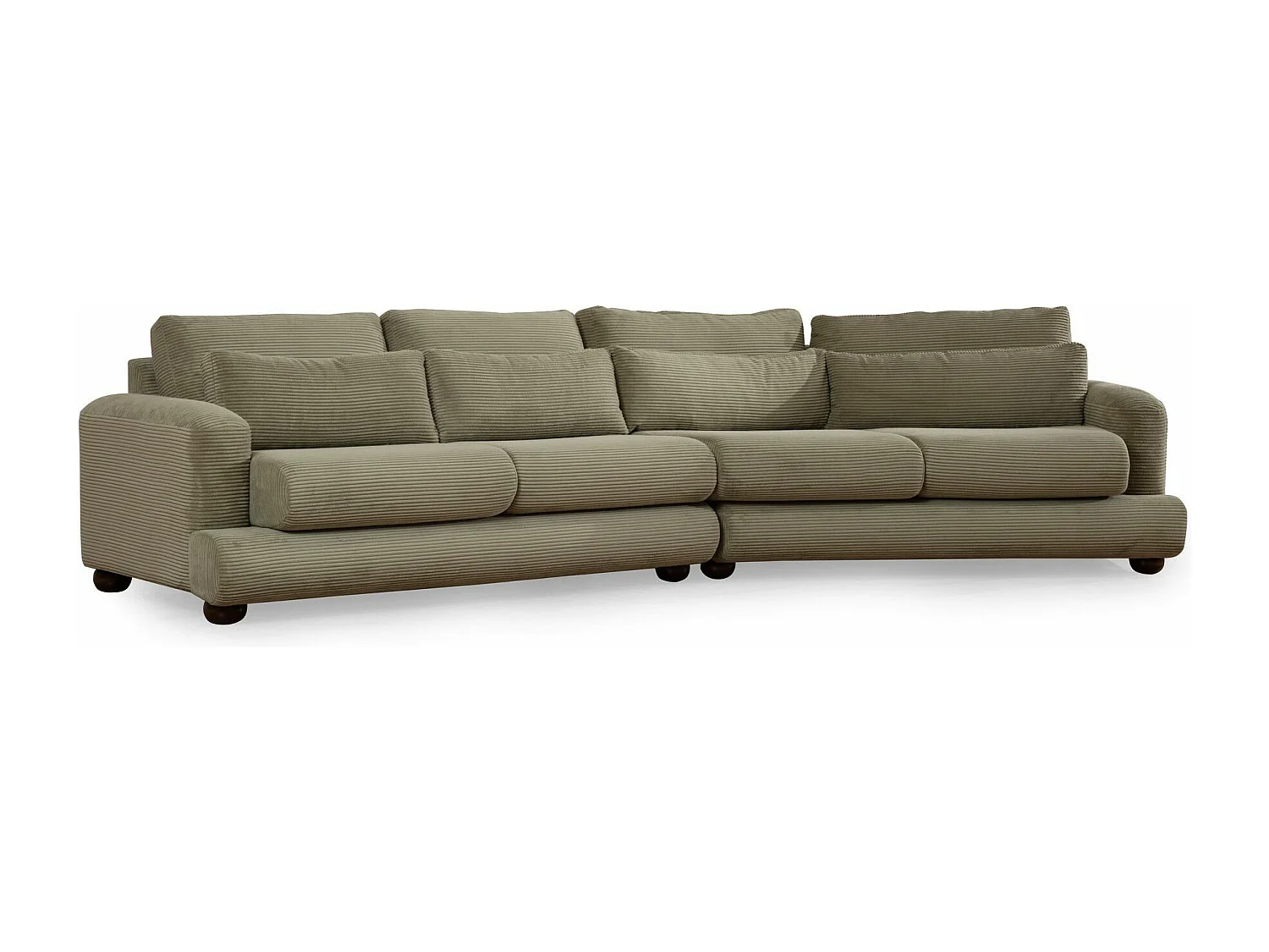 Viktor ronde designbank van corduroy-Kleur Groen kaki-juiste hoek