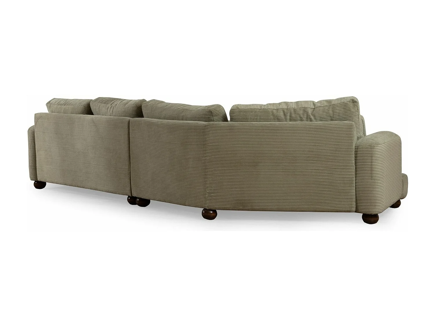 Viktor ronde designbank van corduroy-Kleur Groen kaki-juiste hoek