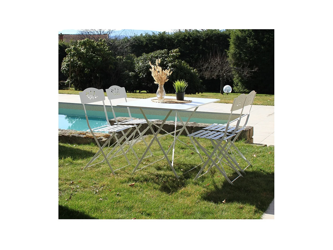 Ensemble table et chaises de jardin - 4 places - Blanc - VENONE