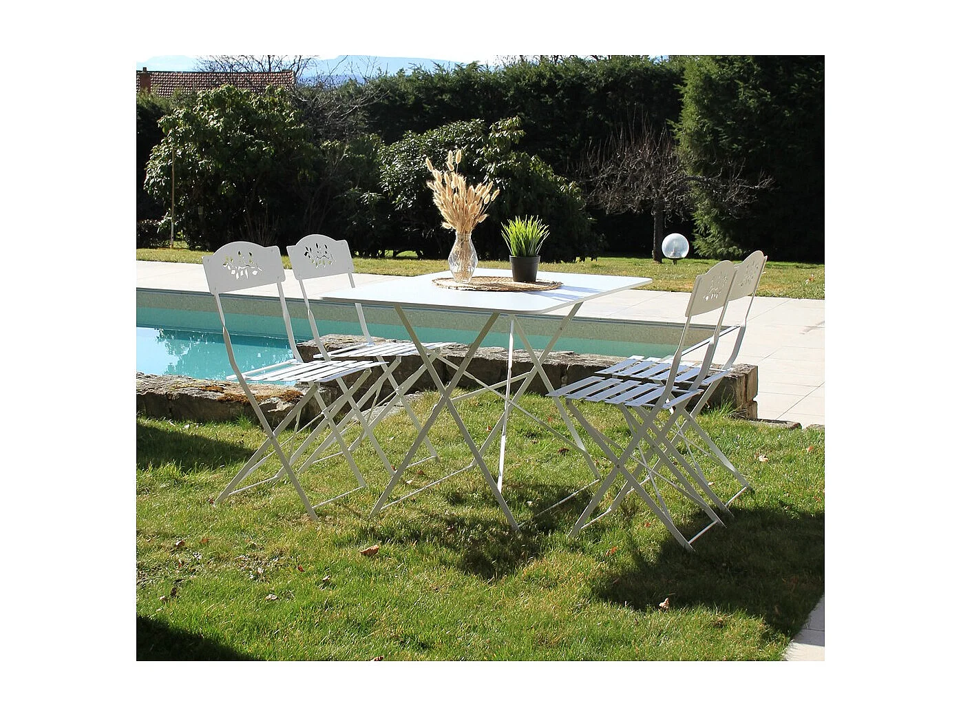 Ensemble table et chaises de jardin - 4 places - Blanc - VENONE