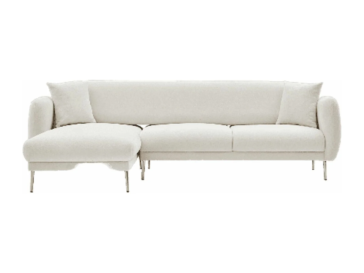 Canapé d'angle à gauche convertible pied doré Juanita Tissu Beige