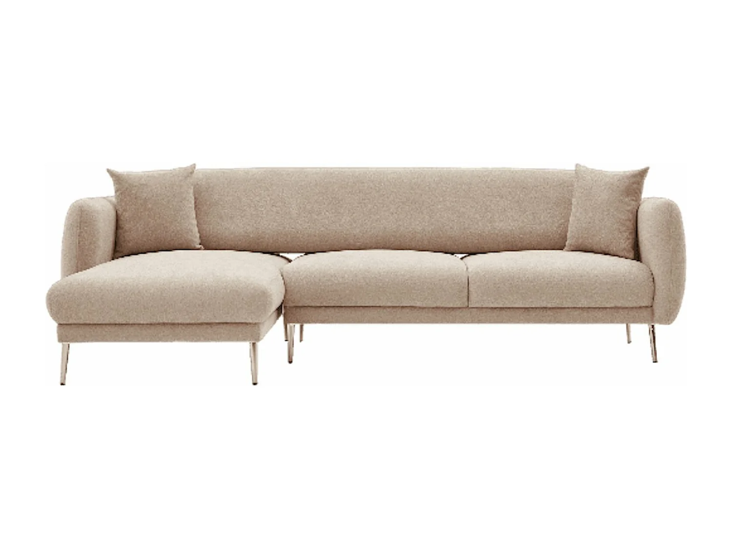 Converteerbare hoekbank in stof en gouden poten Birka 266 cm-Kleur Beige-juiste hoek