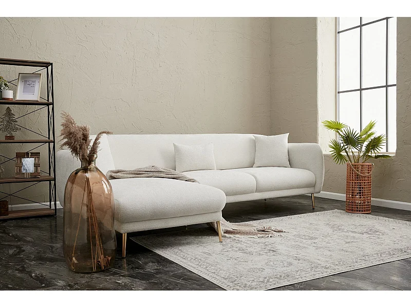 Sofá rinconero Altadena 307, De color marrón claro, 266x95x80cm