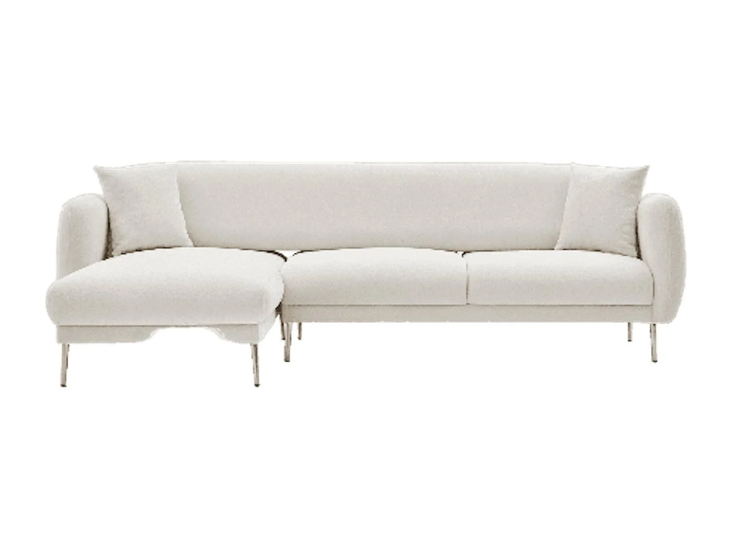 Canapé d'angle à gauche convertible pied doré Juanita Tissu Gris