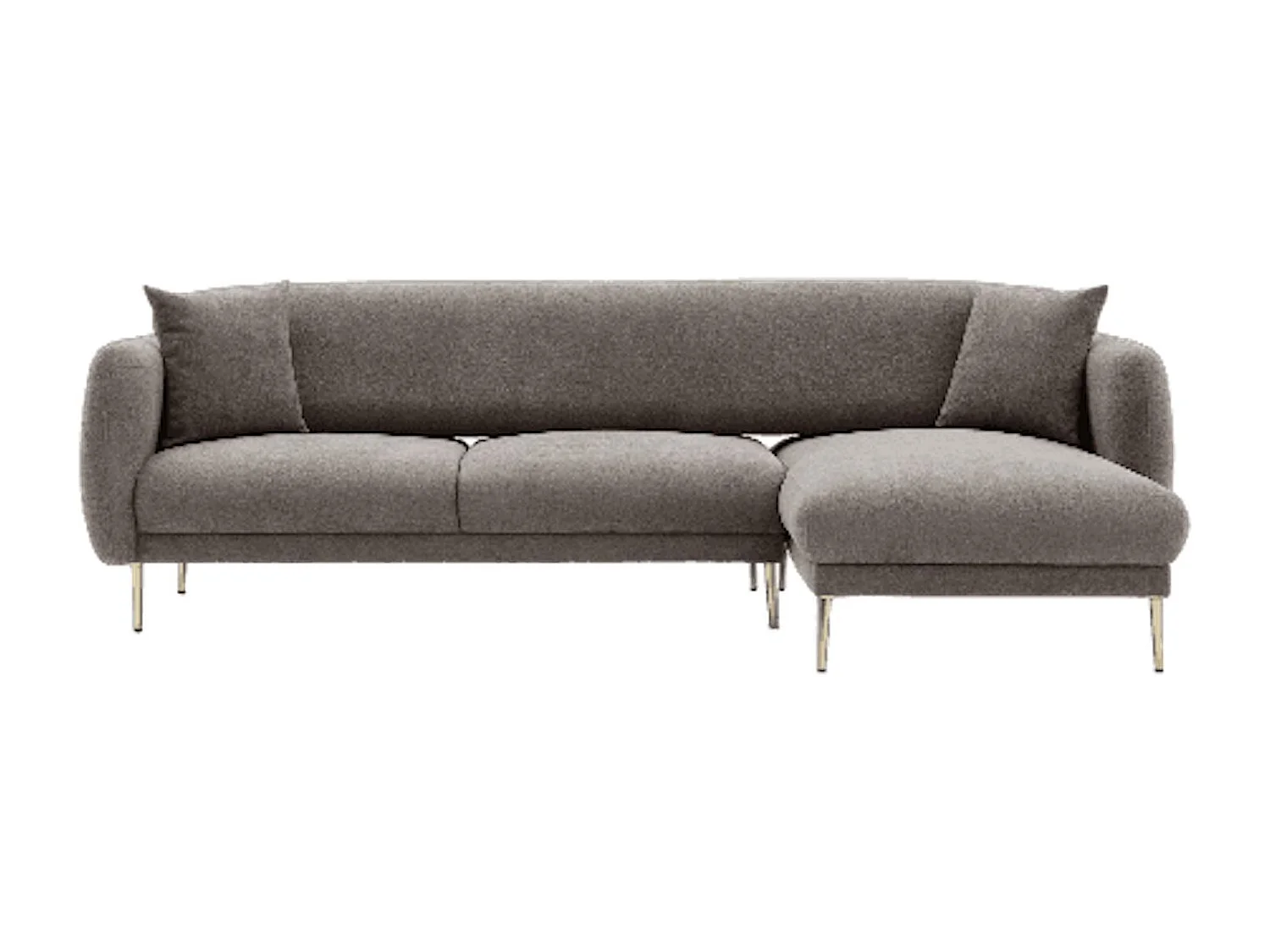 Canapé d'angle à gauche convertible pied doré Juanita Tissu Gris