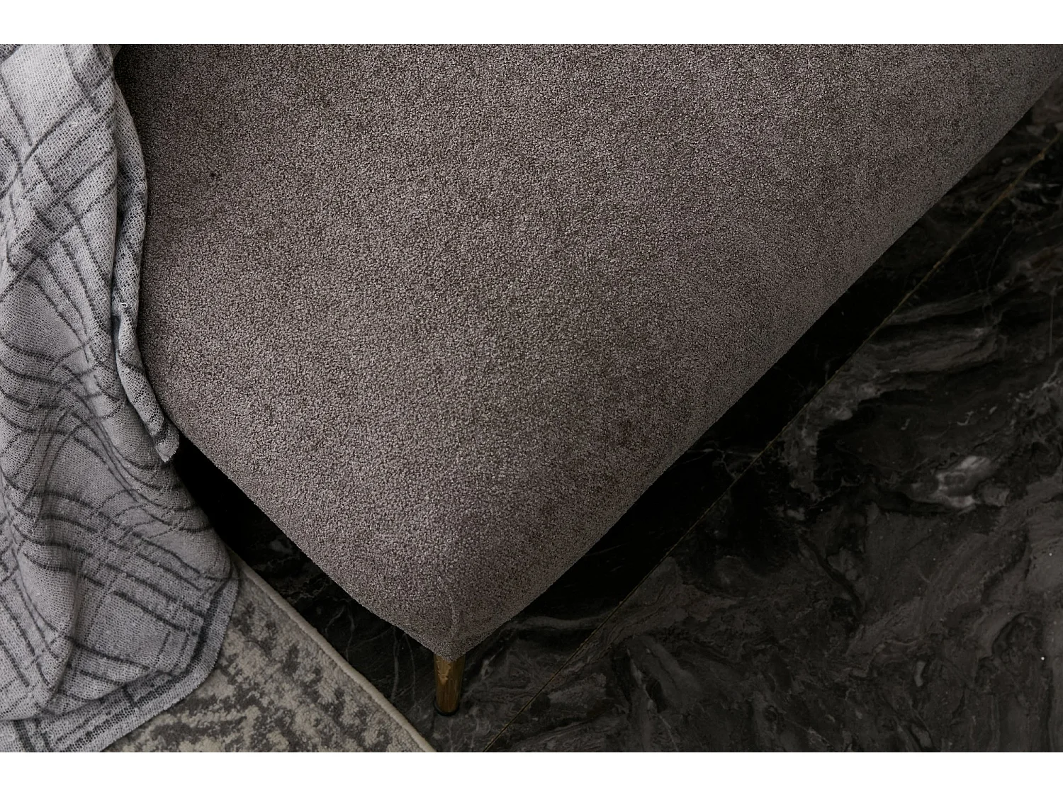 Converteerbare hoekbank in stof en gouden poten Birka 266 cm-Kleur Grijs-linkerhoek