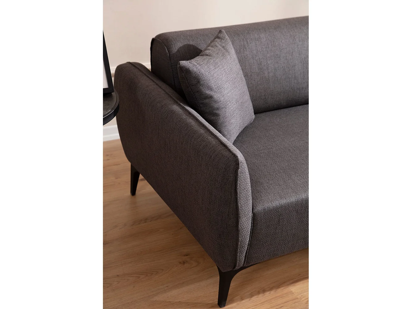 Canapé d'angle à droite convertible avec 2 coussins Torga Tissu Gris foncé