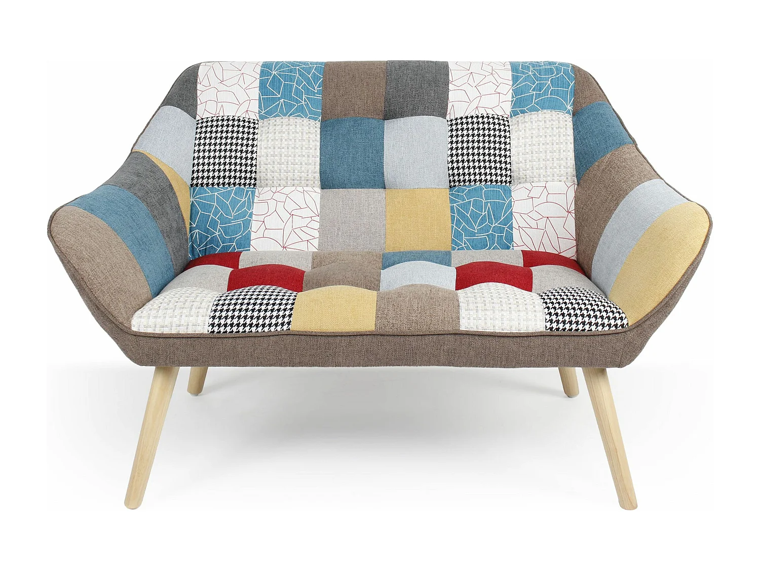 Canapé 2 places Scandinave Zentao effet patchwork Tissu Multicolore