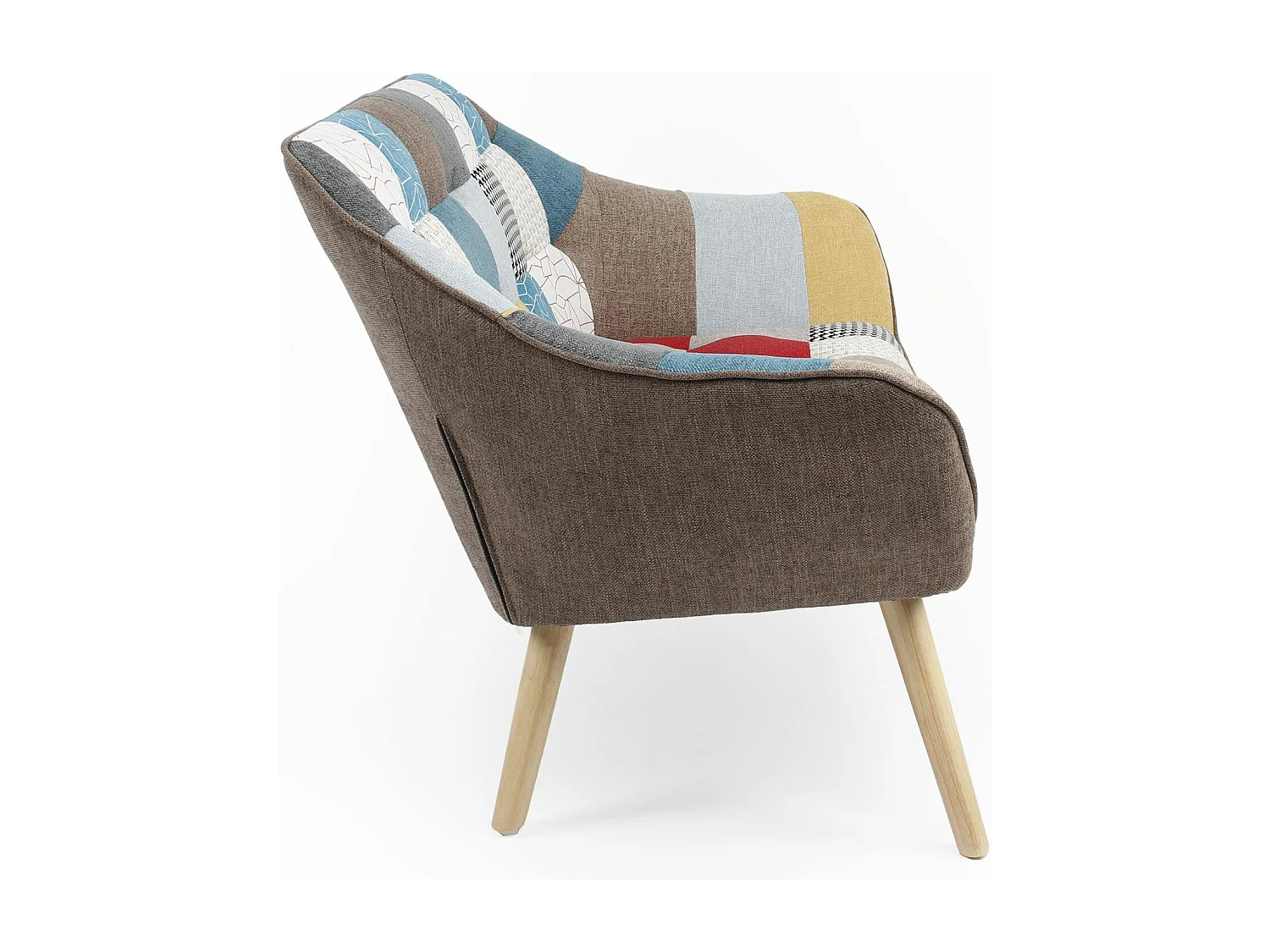 Canapé 2 places Scandinave Zentao effet patchwork Tissu Multicolore