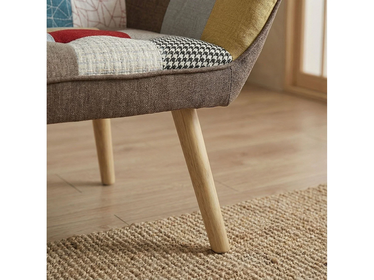 Canapé 2 places Scandinave Zentao effet patchwork Tissu Multicolore