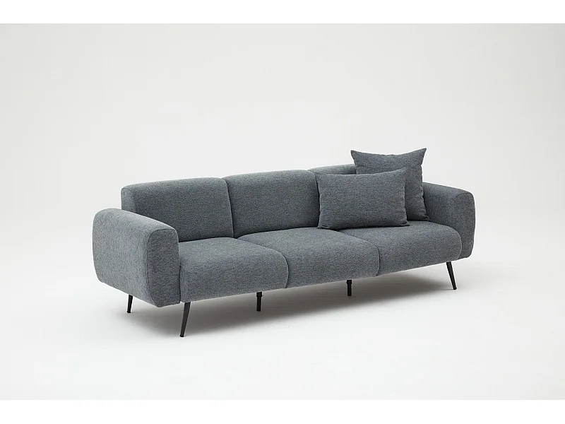 Sofá Altadena 582, Gris, 235x82x77cm, Tapiz, Patas: Metal