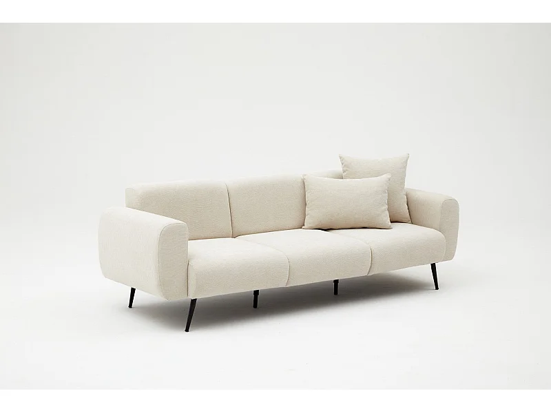 Sofá Altadena 582, De color marrón claro, 235x82x77cm, Tapiz, Patas: Metal