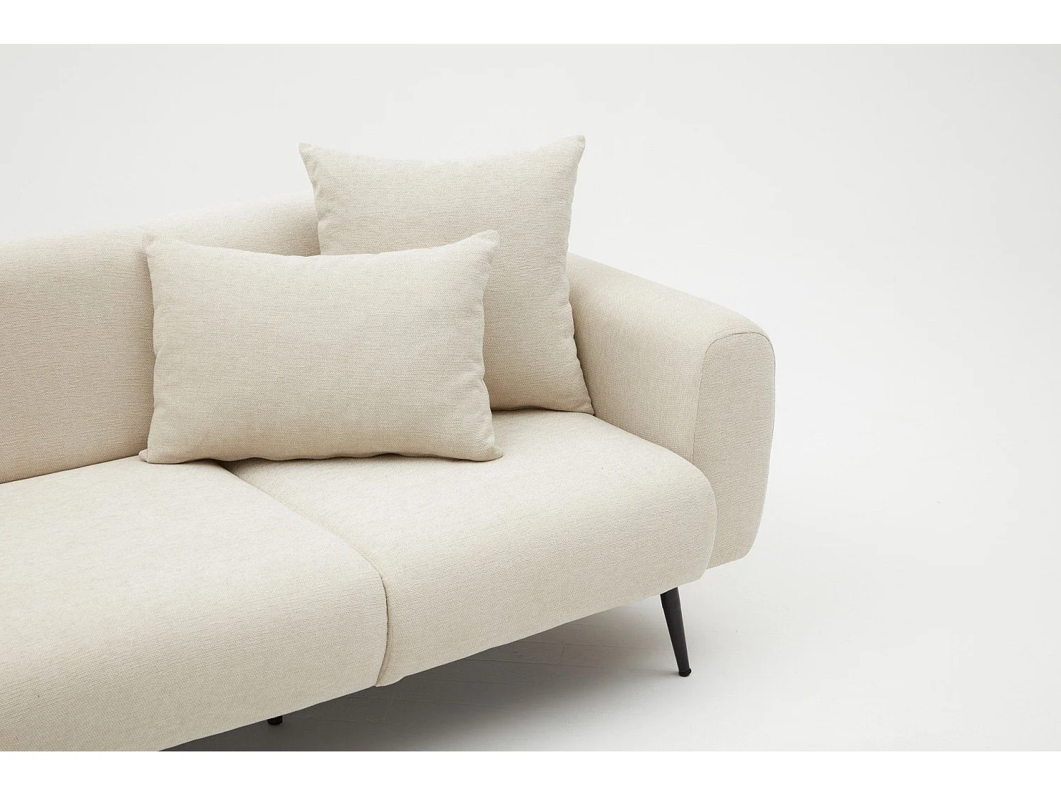 Sofá Altadena 582, De color marrón claro, 235x82x77cm, Tapiz, Patas: Metal