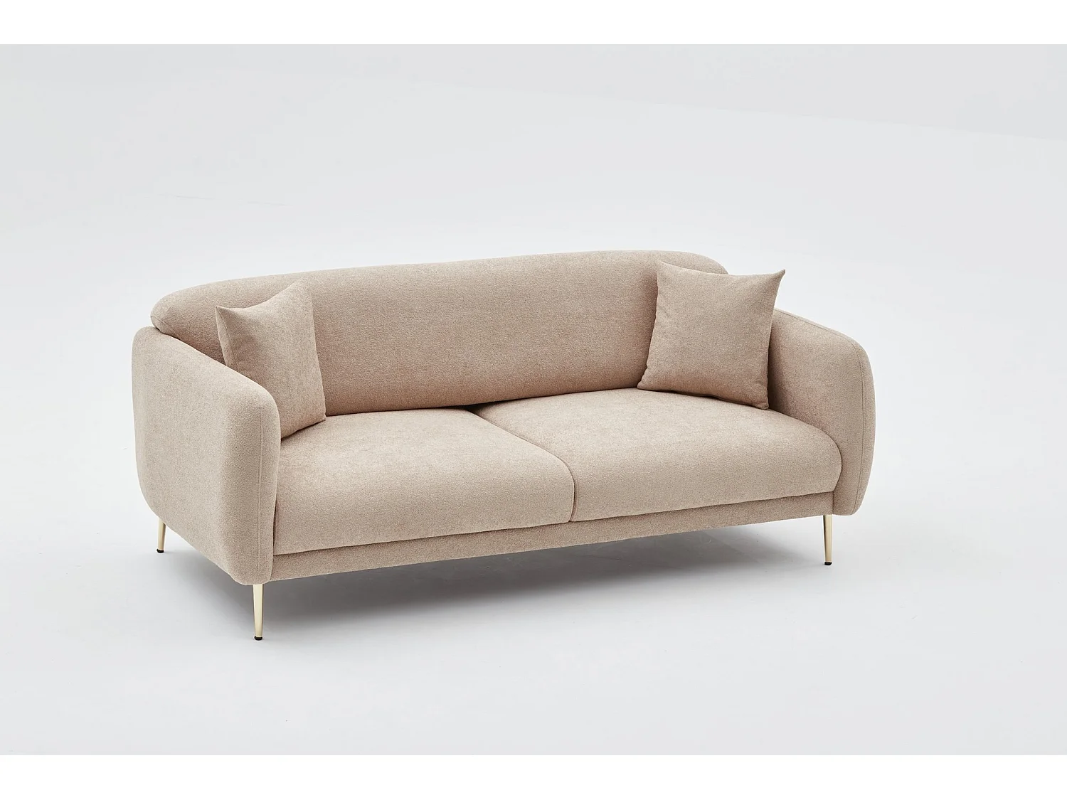 Canapé 3 places convertible pied doré Juanita Tissu Beige