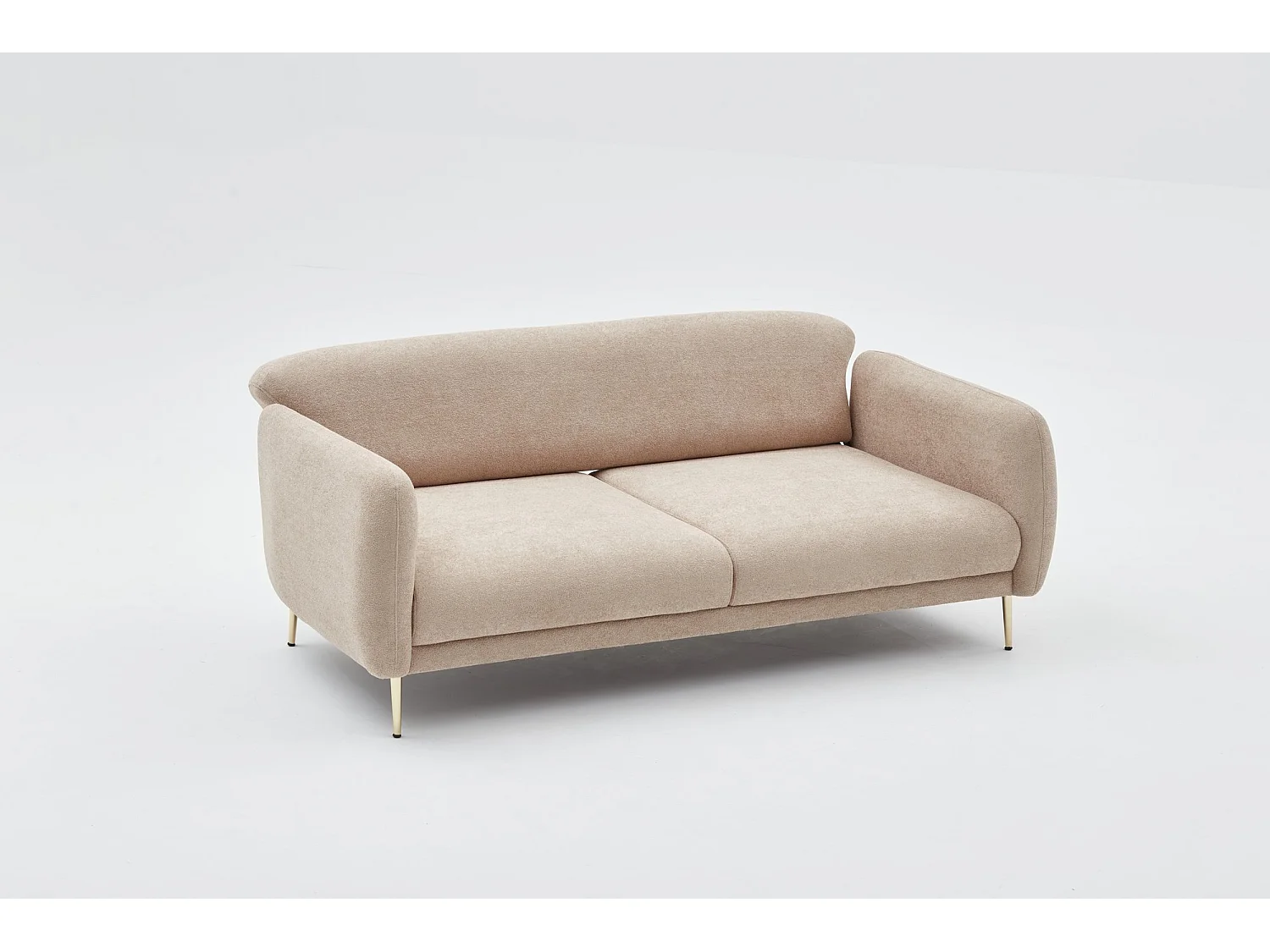 Canapé 3 places convertible pied doré Juanita Tissu Beige