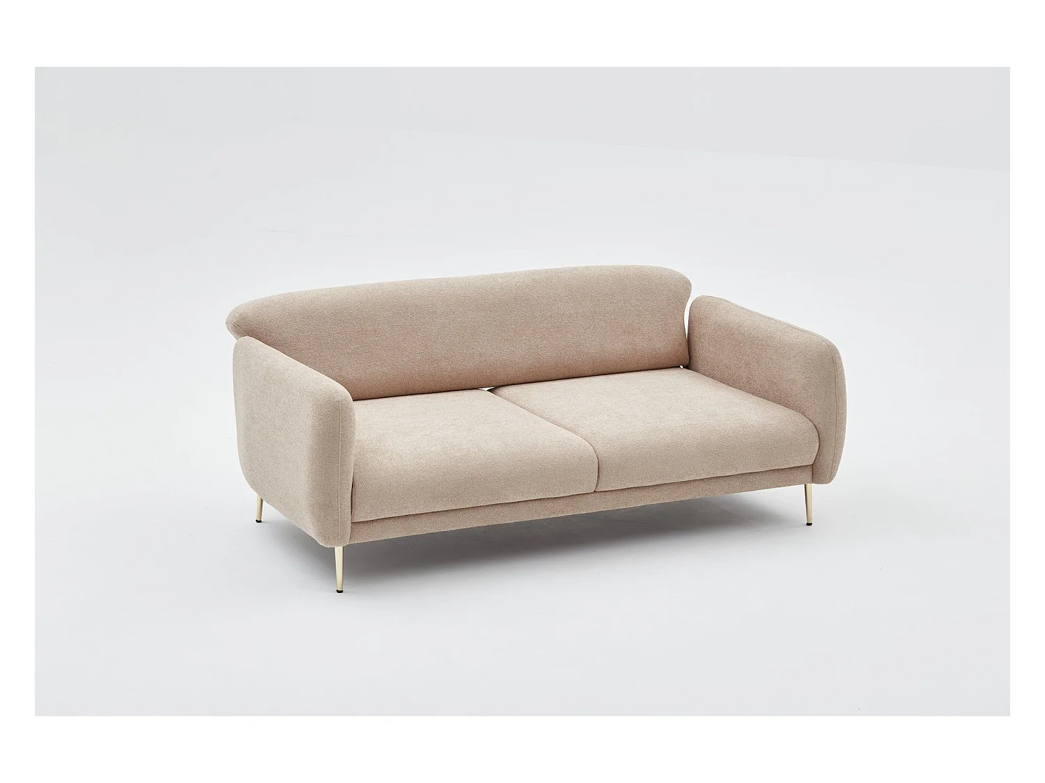 Canapé 3 places convertible pied doré Juanita Tissu Beige