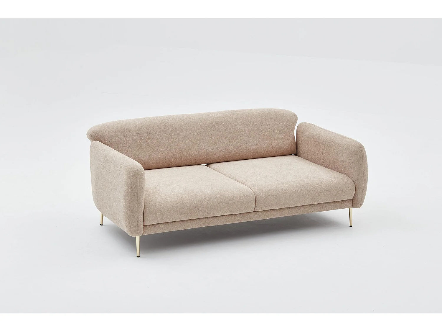 Birka slaapbank in stof en gouden poten 210 cm-Kleur Beige