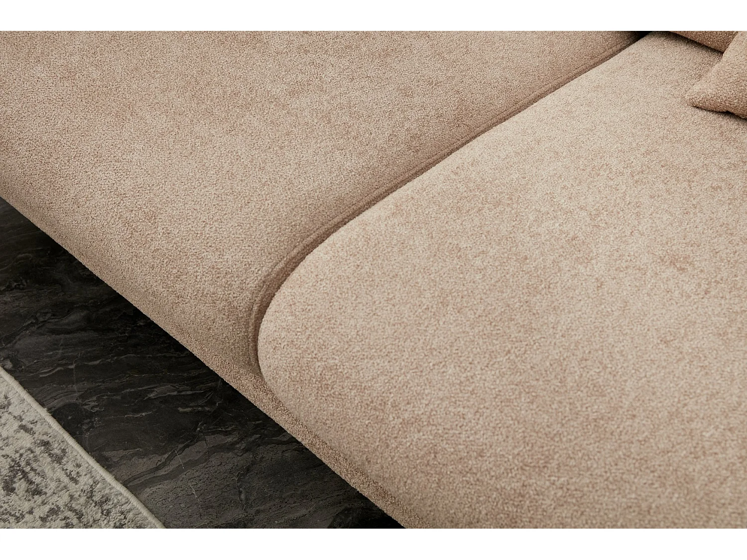 Birka slaapbank in stof en gouden poten 210 cm-Kleur Beige