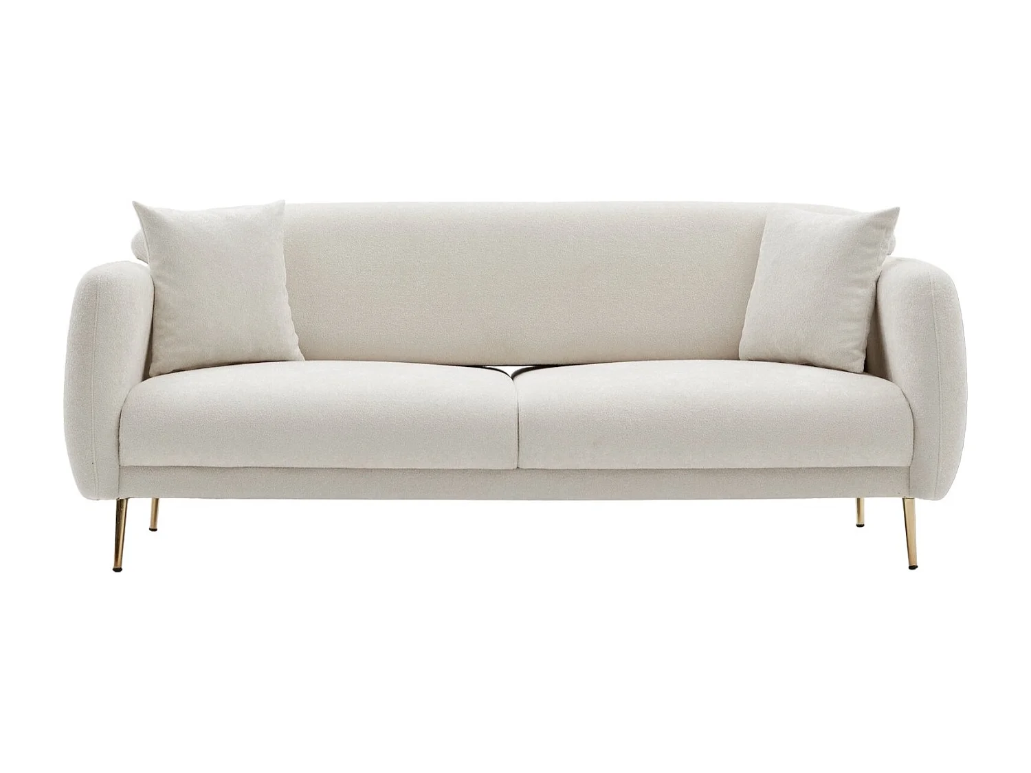 Birka slaapbank in stof en gouden poten 210 cm-Kleur Beige