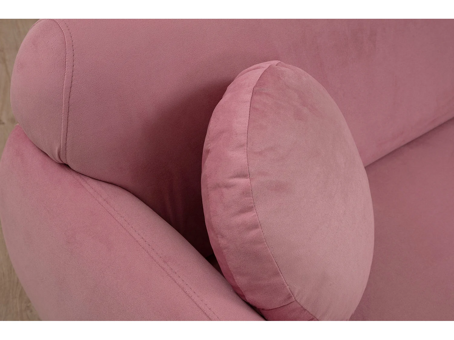 Canapé 3 places avec 2 coussins Irek Tissu Rose