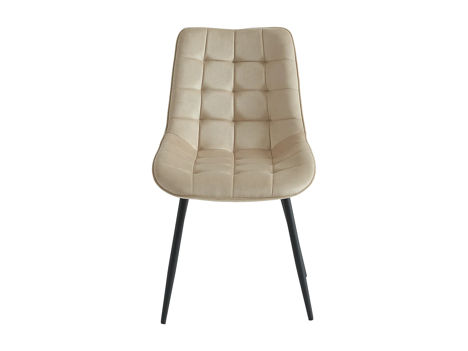 Lot de 2 chaises matelassées - Velours et métal noir - Beige - OLLUA