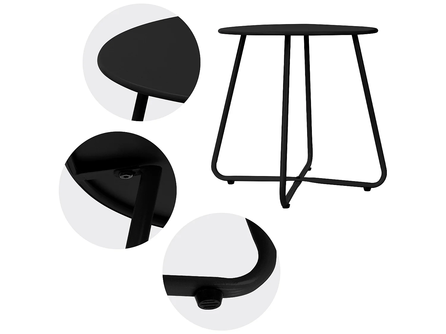 Table basse en métal noir table d`appoint ronde table de chevet de salon/jardin